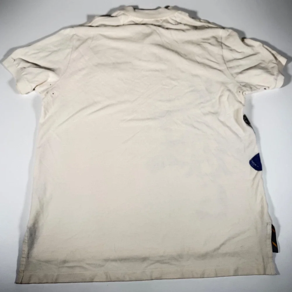 Vintage Polo Ralph Lauren 67 Graphic Polo Shirt XL Cream Varsity Streetwear Y2K